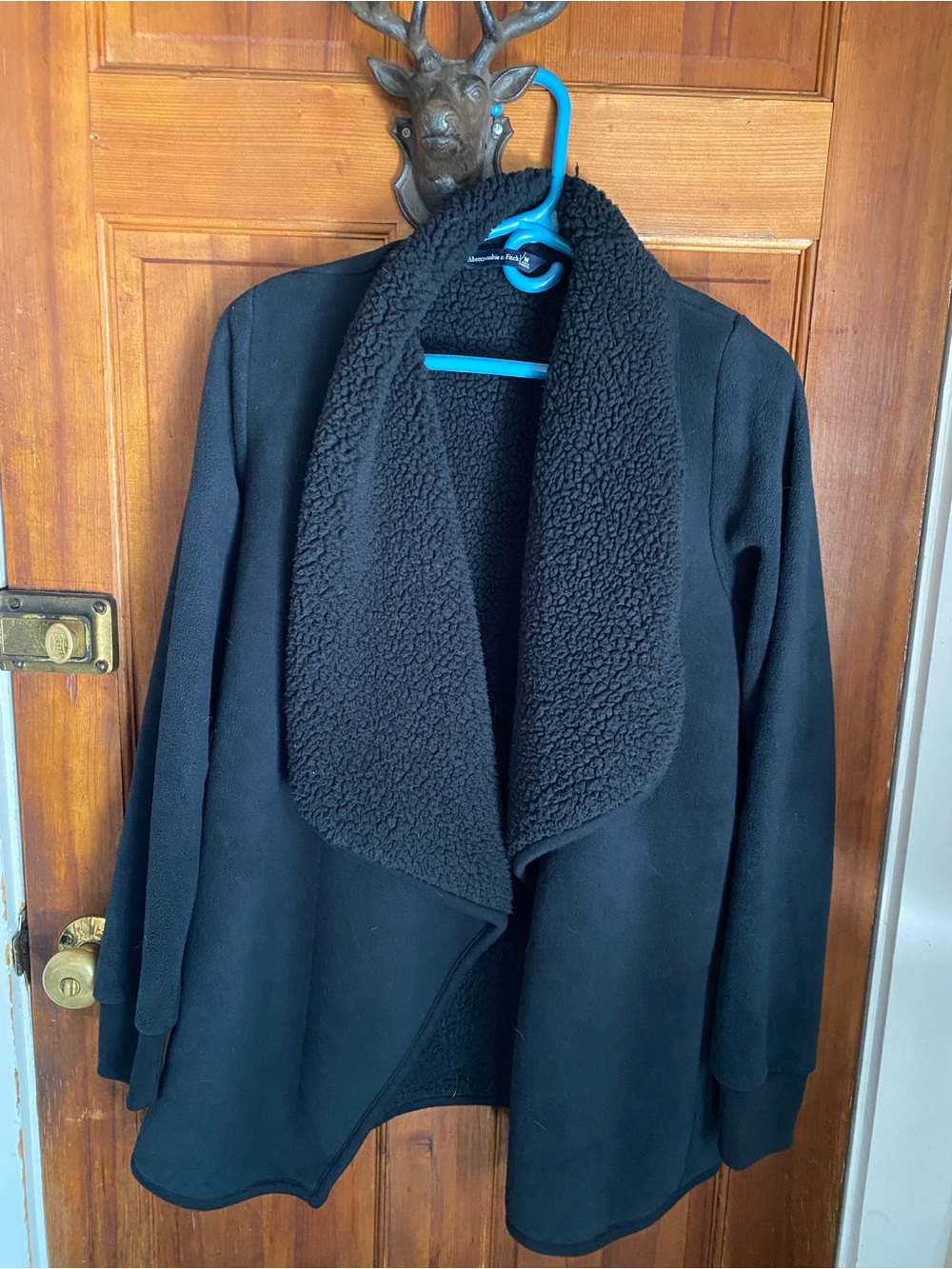 Abercrombie & Fitch Black Fleece Sherpa Shawl Neck Cardigan